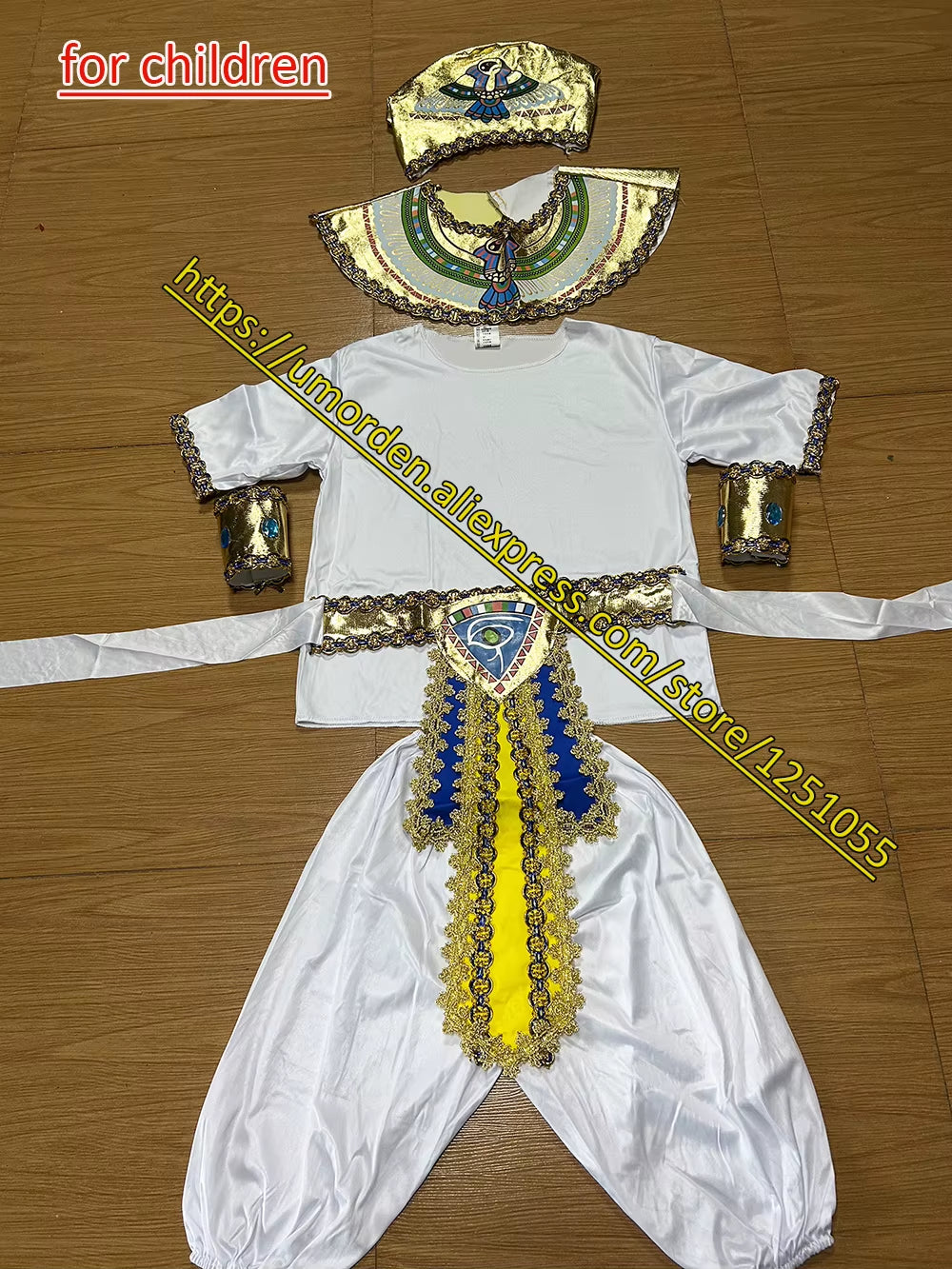 Adult Kids Egypt Nile Pharaoh Cleopatra Costume for Women Men Boys Girls Family Halloween New Year Party Fancy Dress