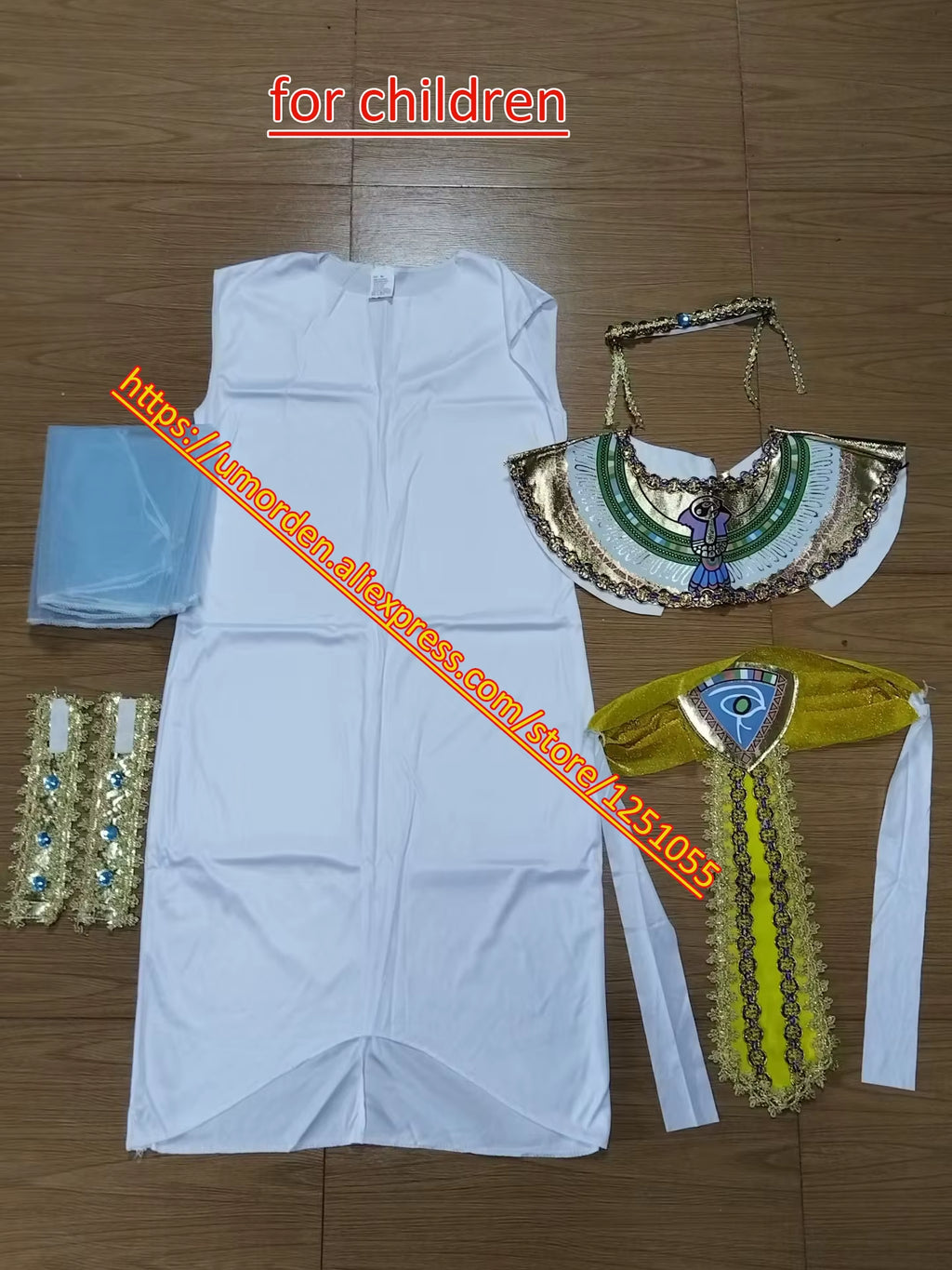 Adult Kids Egypt Nile Pharaoh Cleopatra Costume for Women Men Boys Girls Family Halloween New Year Party Fancy Dress