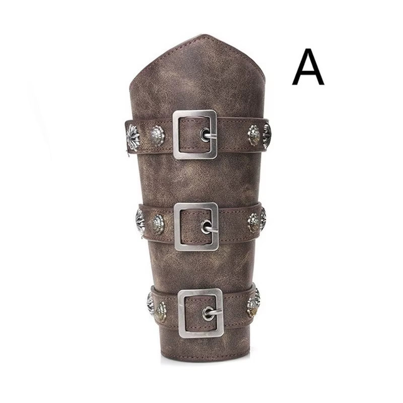2Pcs Medieval Cosplay PU Leather Armor Arm Warmer Lace-Up Men Viking Pirate Knight Gauntlet Wristband Bracer Steampunk Accessory