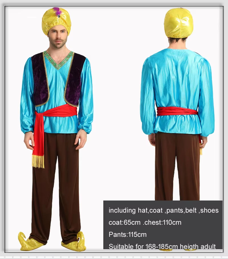 Halloween Cosplay Arab India Arabian Prince Princess King Costume Middle East Shepherd Robe Carnival Fancy Men Women