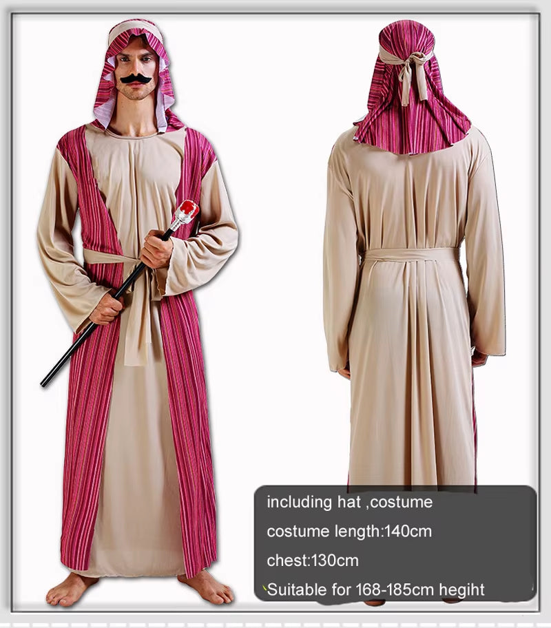 Halloween Cosplay Arab India Arabian Prince Princess King Costume Middle East Shepherd Robe Carnival Fancy Men Women