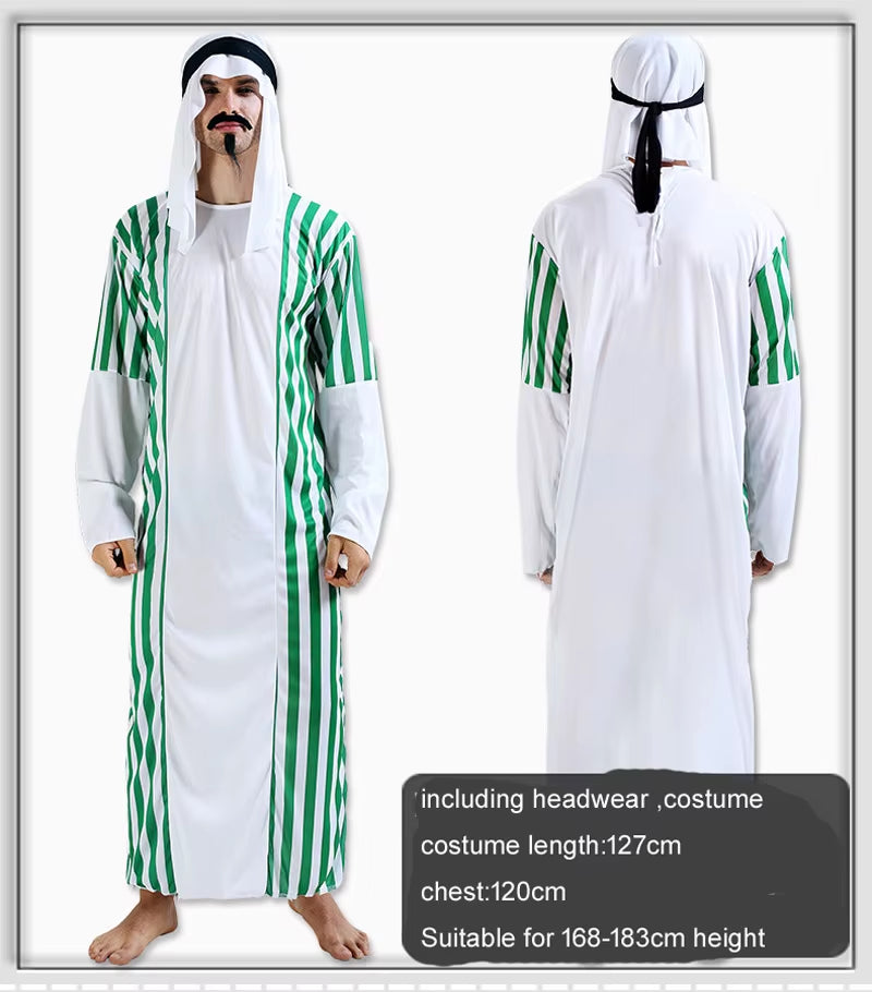 Halloween Cosplay Arab India Arabian Prince Princess King Costume Middle East Shepherd Robe Carnival Fancy Men Women