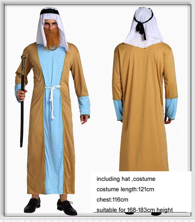 Halloween Cosplay Arab India Arabian Prince Princess King Costume Middle East Shepherd Robe Carnival Fancy Men Women