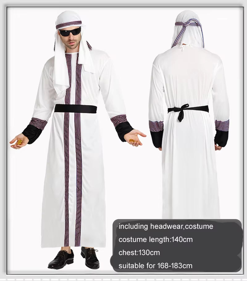 Halloween Cosplay Arab India Arabian Prince Princess King Costume Middle East Shepherd Robe Carnival Fancy Men Women