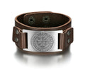 Beowulf Leather Viking Vegvisir Arm Cuff