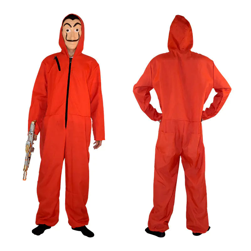 Dali Red Jumpsuit Clown Costume for Halloween Cosplay