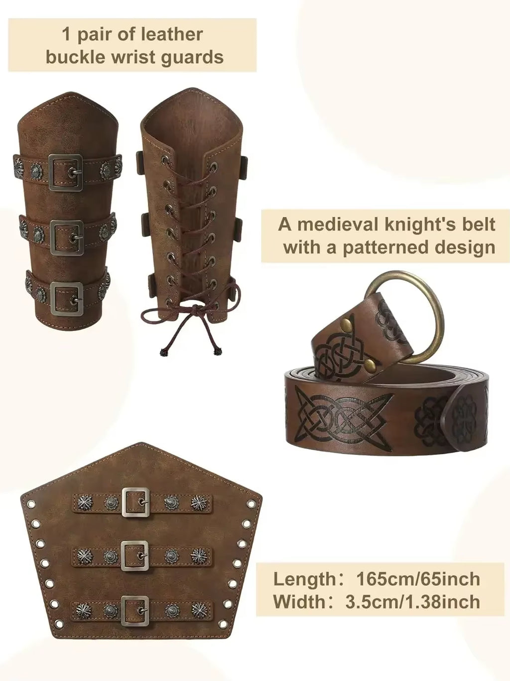 4 Pcs Men'S Renaissance Costume Halloween Set Medieval Pirate Shirt Ankle Banded Pants Viking Belt Accessories