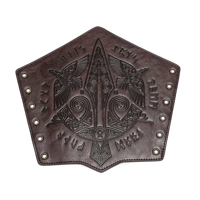 Medieval Leather Wrist Guards Viking Warrior Embossed Leather Gauntlets Knight Arm Gloves Retro Gothic Wristbands Outdoor Armor