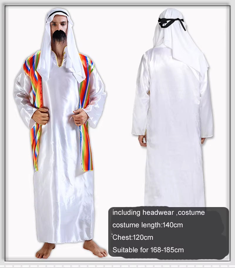 Halloween Cosplay Arab India Arabian Prince Princess King Costume Middle East Shepherd Robe Carnival Fancy Men Women