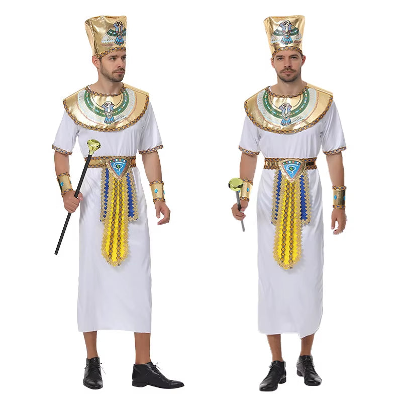 Adult Kids Egypt Nile Pharaoh Cleopatra Costume for Women Men Boys Girls Family Halloween New Year Party Fancy Dress