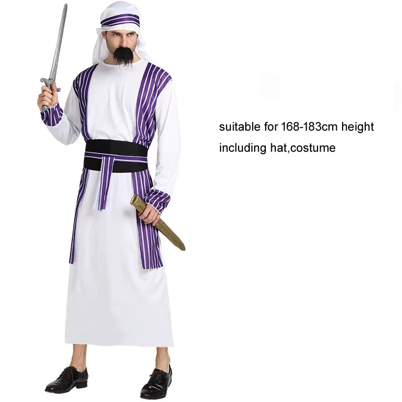 Halloween Cosplay Arab India Arabian Prince Princess King Costume Middle East Shepherd Robe Carnival Fancy Men Women