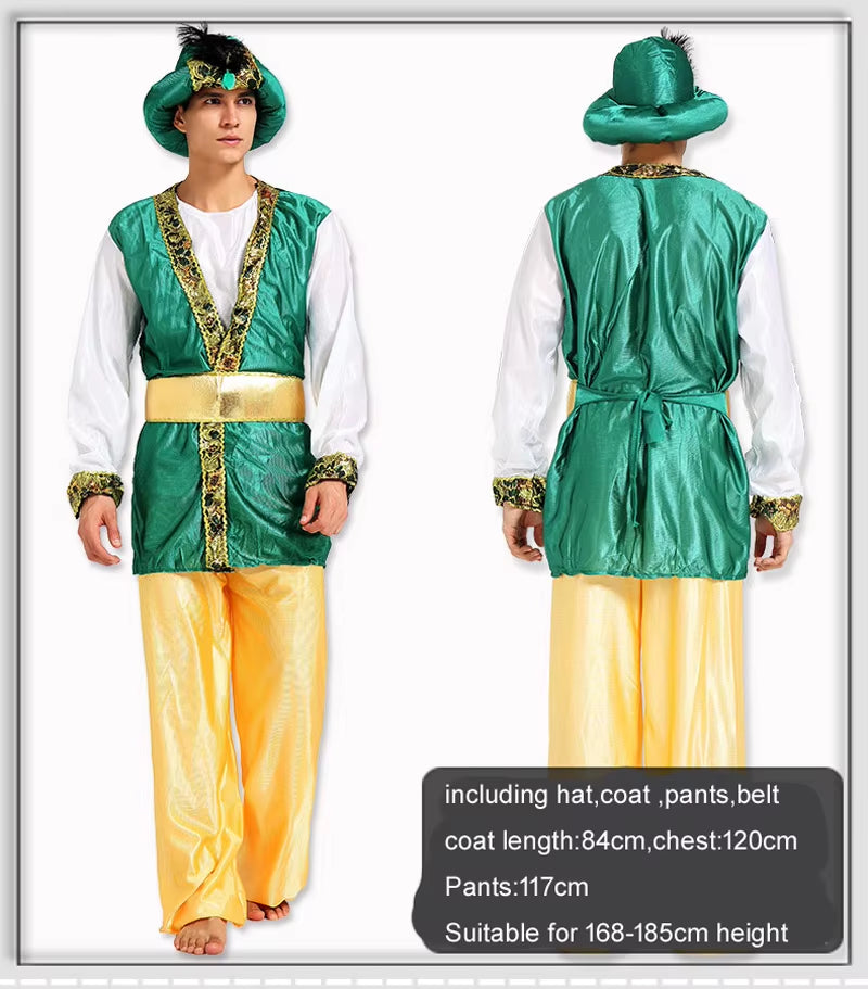 Halloween Cosplay Arab India Arabian Prince Princess King Costume Middle East Shepherd Robe Carnival Fancy Men Women