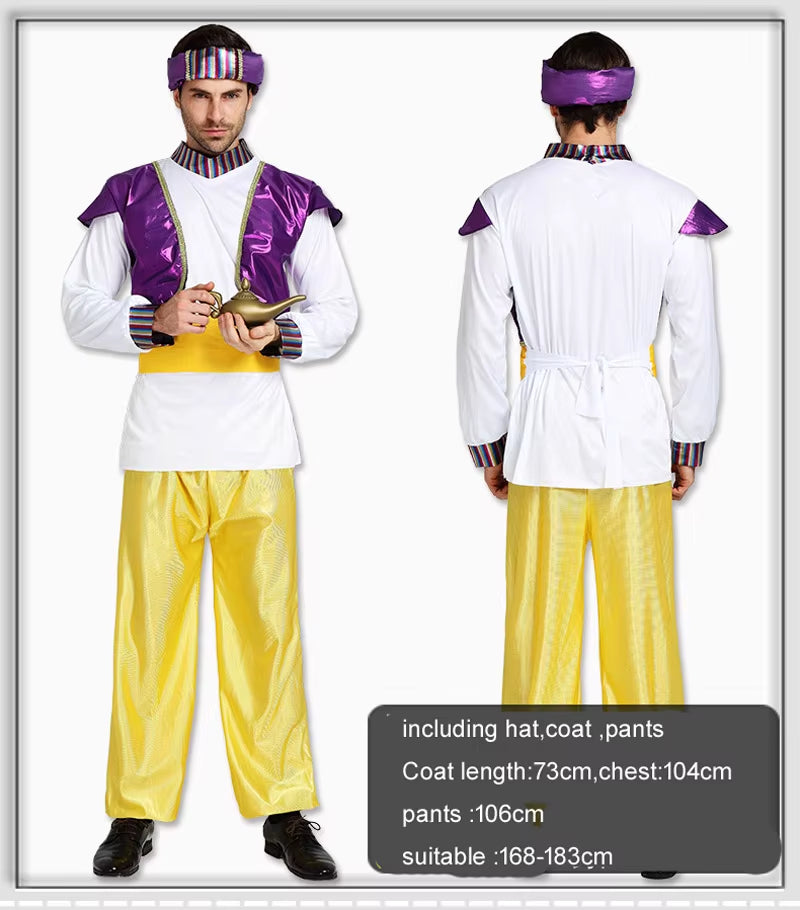 Halloween Cosplay Arab India Arabian Prince Princess King Costume Middle East Shepherd Robe Carnival Fancy Men Women
