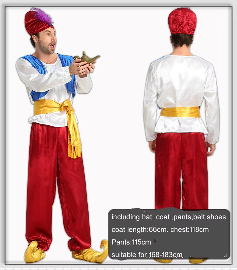 Halloween Cosplay Arab India Arabian Prince Princess King Costume Middle East Shepherd Robe Carnival Fancy Men Women