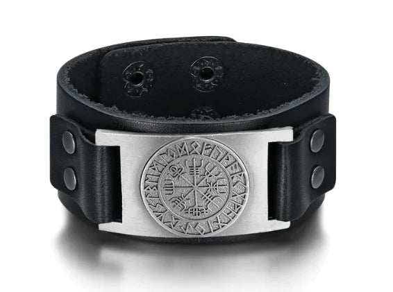 Beowulf Leather Viking Vegvisir Arm Cuff
