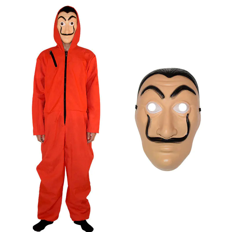 Dali Red Jumpsuit Clown Costume for Halloween Cosplay